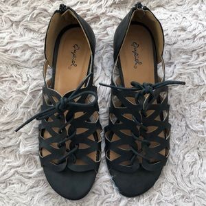 Qupid lace up flats